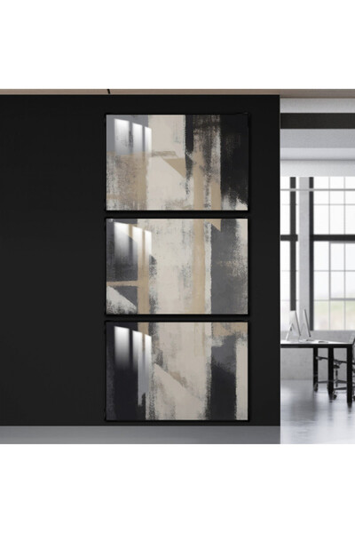 SND ثلاث لوحات جدارية خشبية مع برواز خشبي اسود و طبقة من الاكريلك الشفاف