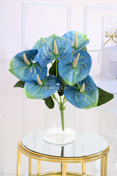Yapay Çiçek Deposu Veštačka vlažna anthurium biljka 45 cm plava