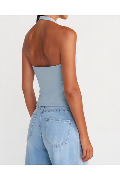 Noa Noa Bluză Crop din micro țesătură cu încălțăminte pe gât