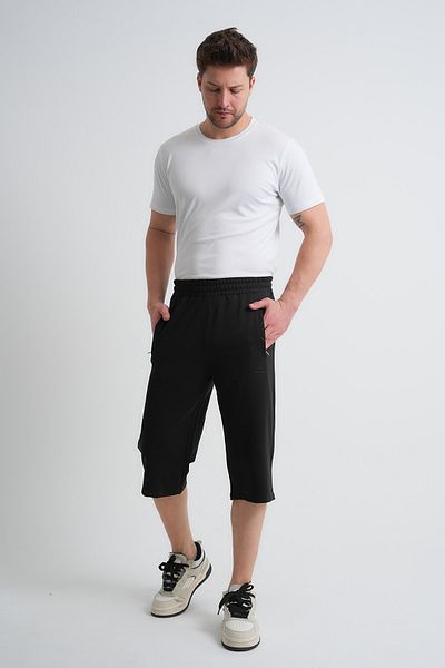 Shooter Sportswear Ανδρικό καλοκαιρινό Capri Classic Μαύρο Άνετη τσέπη με φερμουάρ με ελαστική ρυθμιζόμενη τσέπη με φερμουάρ