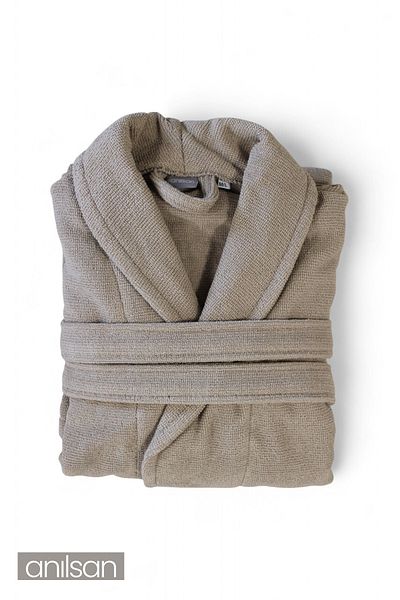Anılsan 100% Cotton Beige Bathrobe - Şalyaka Hotel Bathrobe, Ideal for Spa, Suitable for Daily Use