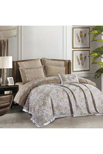 Pazar Home Bedding Bazaar Home Emma Luxury Jacquard Comforter Set 8 Pieces King - Light Grey with Stitched Filling