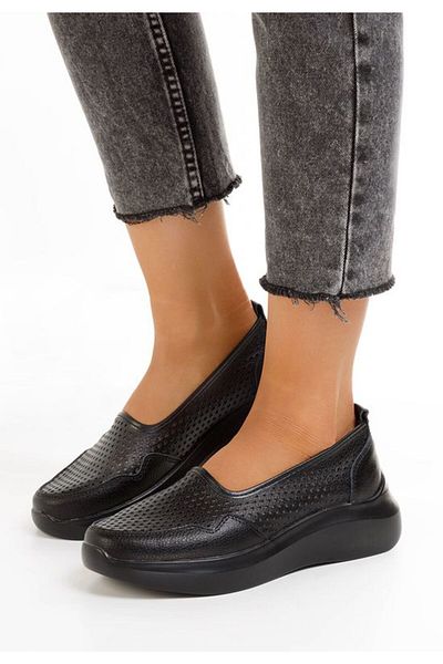 B T Shoes Deanna black genuine leather espadrilles