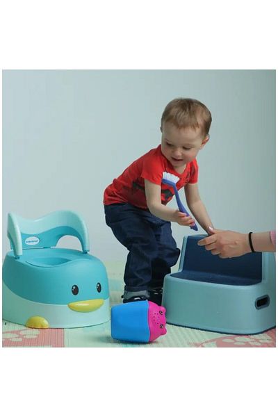bzstore Olită pentru copii, detașabilă, +6 luni, cu capac, antiderapantă, scaun moale, model rățușcă, 38x32x30