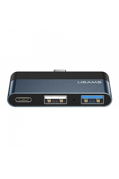 Usams Hub Type-C to 2xUSB, Type-C 60W - Usams Mini - Dark Gray