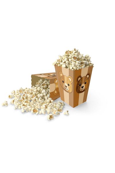 kidspartim Retro Cute Bear Corn Box 8 Pieces