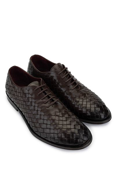 Tamer Tanca Men's Genuine Leather Brown Classic Shoes