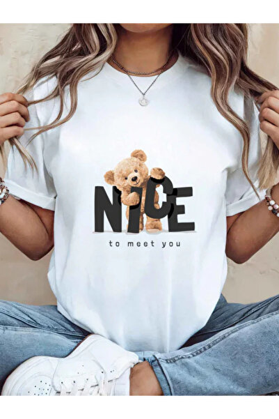 Sarah's Boutique Women's T-Shirt – 100% Cotton – Teddy Bears “NICE”