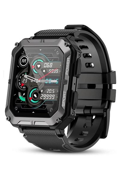 Armfit Smart Watch For Men With Bluetooth Calling And Fitness Tracker Waterproof Black