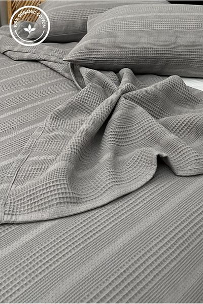 VESSİNOHOME 100% Cotton Pique Set 1 Breathable Pique + 2 Soft Pillowcases, Anti-Sweat, Stylish Design