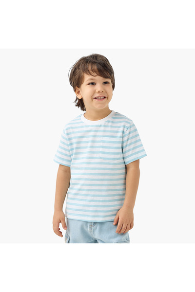 Juniors Striped T-shirt with Short Sleeves