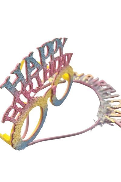 Le Mabelle Πολύχρωμο Happy Birthday Written Crown και γυαλιά πάρτι