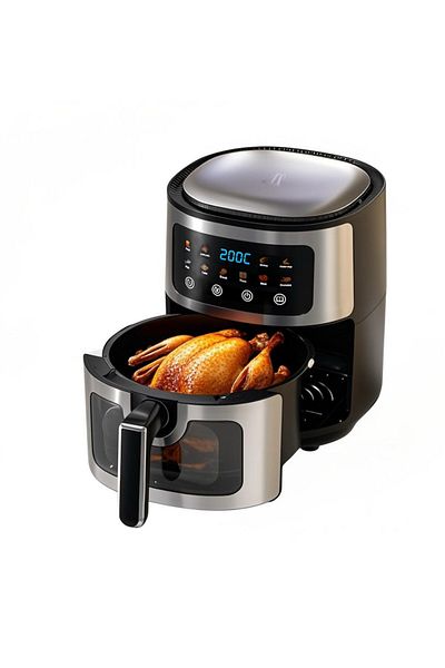 HALEY Friteuza cu Aer Cald 8L, 10 Programe, 1400W, Panou Tactil, Non-Stick + 100 Bucati Hartie de Copt