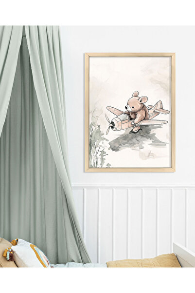 Vetro Design Poster cu cadru din lemn pentru camera copiilor ursuleț zburător