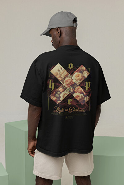 MAGORS تيشيرت رجالي من القطن برقبة دائرية مطبوع عليه صليب الأمل