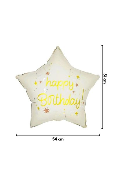Le Mabelle White Happy Birthday Written Star Balloon