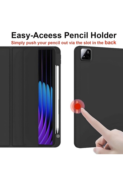 SKYDDAR INNOVATION Husă pentru tabletă Xiaomi Pad 7 / 7 Pro, suport pentru creion, funcție Sleep/Wake, Flex, neagră, set de autocolante