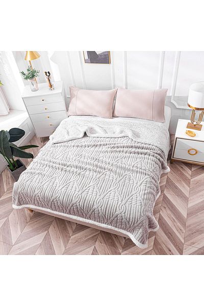 FIONNA.RO Cocolino Blanket With Fur - Light Grey