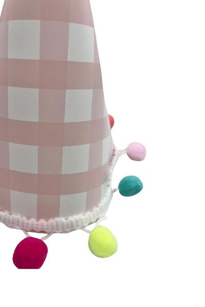 Le Mabelle Pink Pompom Detailed Cardboard Birthday Funnel Crown