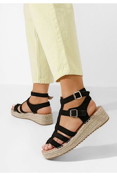 B T Shoes Black Sanjana espadrille sandals