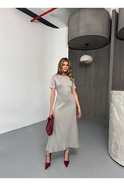 soBasic Κοντομάνικο φόρεμα Modal με κομμένο μέρος κάτω από το γόνατο