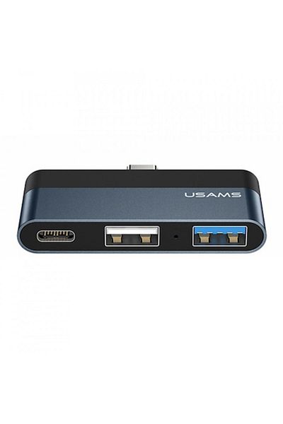 Usams Hub Type-C to 2xUSB, Type-C 60W - Usams Mini - Dark Gray