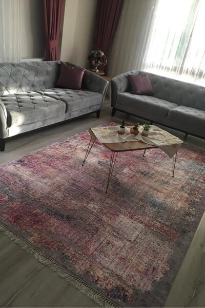 CENTER AVM Renkli Halı Salon Halısı Makinede Yıkanabilir Kaymaz Taban Halı