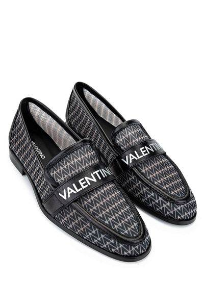 Valentino Mario Valentino Women's Leather & Textile Black Loafer Shoes