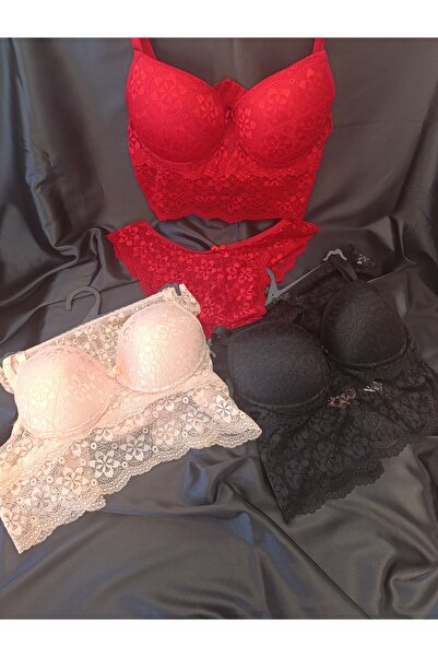 Butik DESTEKLİ DANTELLİ TAM BÜSTİYER SÜTYEN TAKIMI