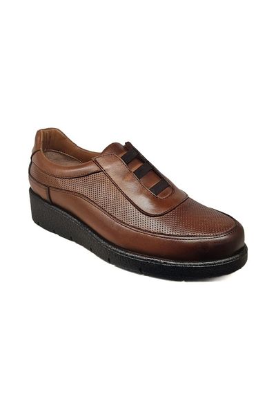 Öztürk Napa Shoes Women's Genuine Leather Compressed Foam Sole Comfortable Ultra Light Daily Wedge Heel Shoes