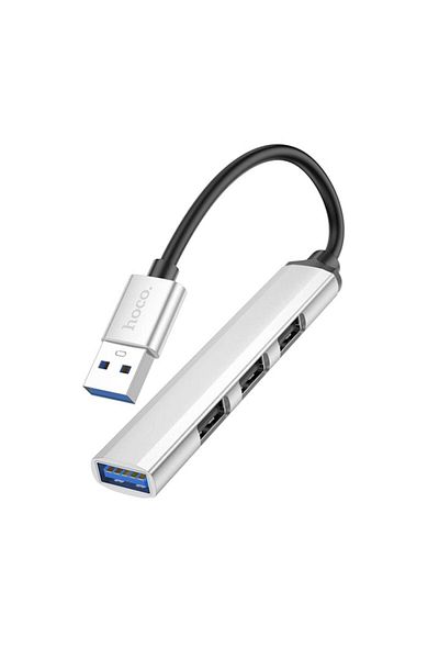 Hoco Hub USB HOCO HB26 USB-A la USB-A 3.0, 3xUSB-A 2.0 - Argintiu
