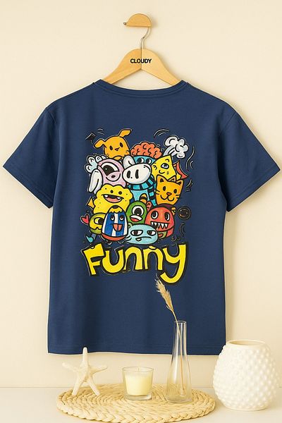 KURGAN TEKSTİL Tricou unisex pentru copii, cu mânecă scurtă, cu imprimeu pe spate