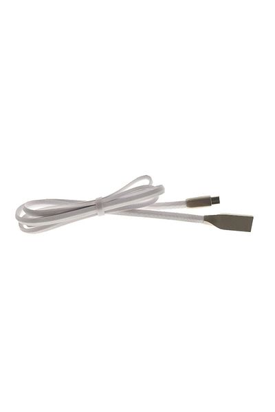 OEM USB 2.0 to microUSB cable, 100cm, flat, rubberized, metal, white