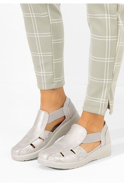 B T Shoes Grazyna women's silver espadrilles