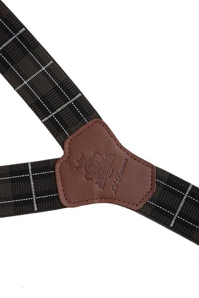 Kravatkolik Green Leather Connected Button Hole Jacquard Trouser Strap Pan201