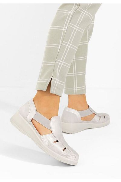 B T Shoes Grazyna women's silver espadrilles