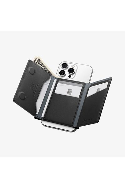 Spigen Valentinus S MagFit Magnetic Card Holder 7-Cards Cash Trifold Stand MagSafe compatible  Black