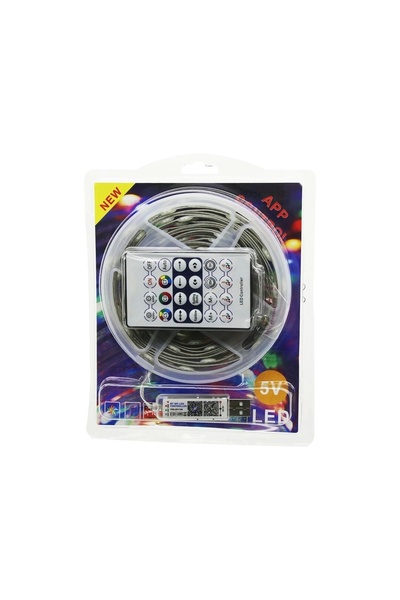 shopwave 9MT KUMANDALI - USB Lİ RGB ŞERİT LED 0.4W/M - 20lm/led -20+55°C (5047)