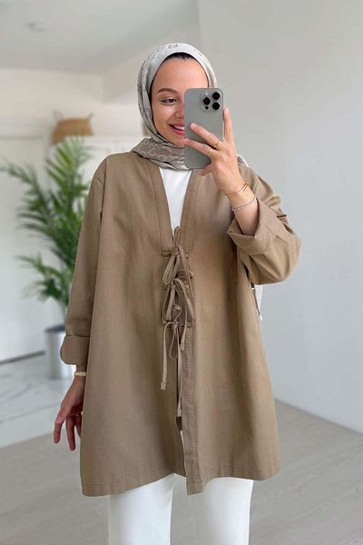 Ka Hijab Μπροστινό Λινό Παλτό - Βιζόν