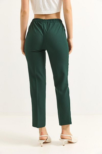 Raneel Kazançlı Alışveriş Elastic Waist Short Leg Double Crepe Trousers Dark Green