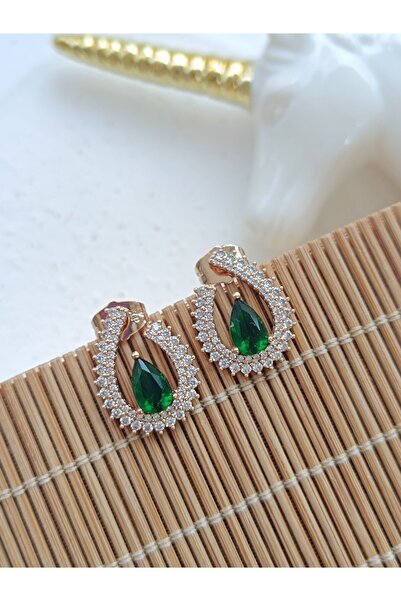 Vip Taşlı Zümrüt Küpe