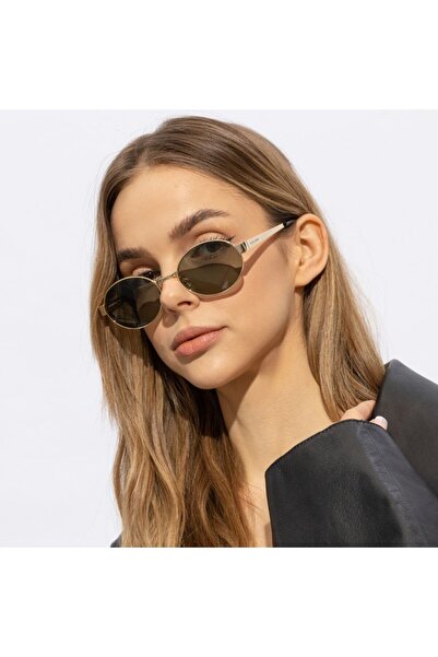 Saint Laurent Paris Sl 692 003 55-19 Women's Sunglasses – Gold Metal Frame, Green Matte Glass