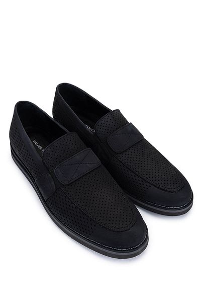 Tamer Tanca Men's Genuine Leather Black Nubuck Loafers