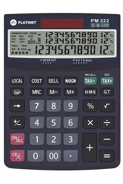 Platinet Platinet PMC222TE 41066 desktop calculator, 3-line display, Tax&Business, 12 digits