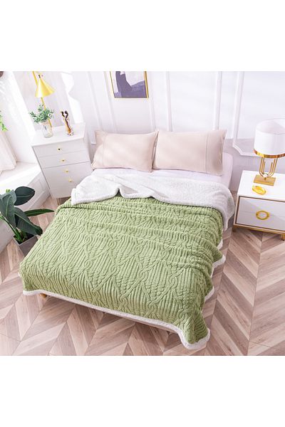 FIONNA.RO Cocolino Blanket With Fur - Pistachio Green