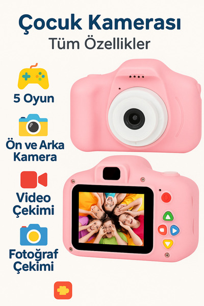 electroawm Çocuklar İçin Çift Kameralı Renkli Dijital Fotoğraf Makinesi – Vid...
