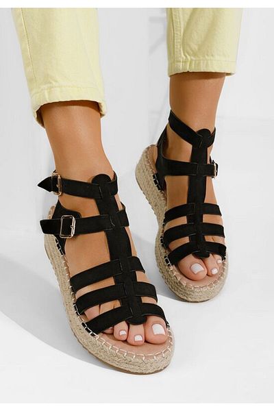 B T Shoes Black Sanjana espadrille sandals