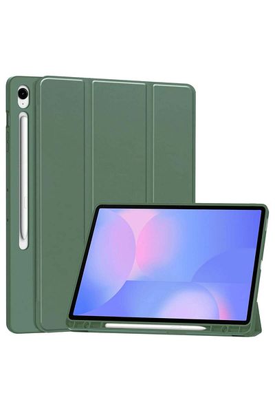 SKYDDAR INNOVATION Husă pentru tabletă Samsung Galaxy Tab S10 FE Plus, suport pentru creion, verde închis, set de autocolante