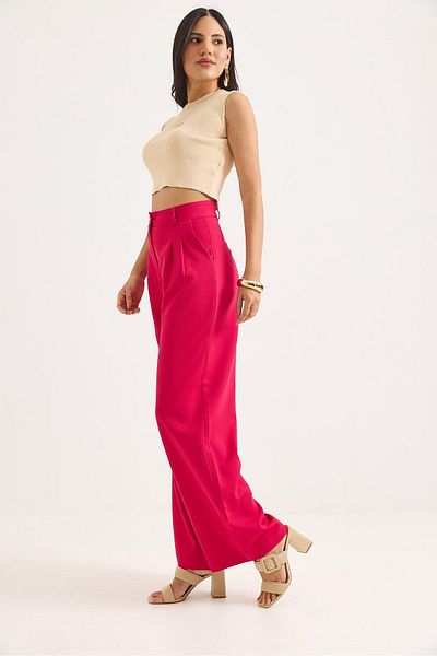 Raneel Kazançlı Alışveriş High Waist Wide Leg Pants Pomegranate