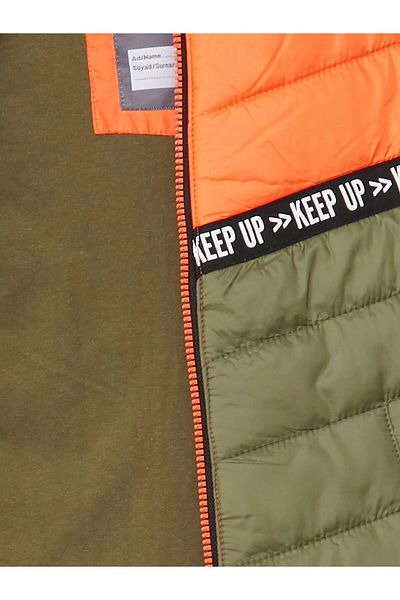 LC Waikiki Lcw Kids Green Hooded Color Block Boys' down Vest